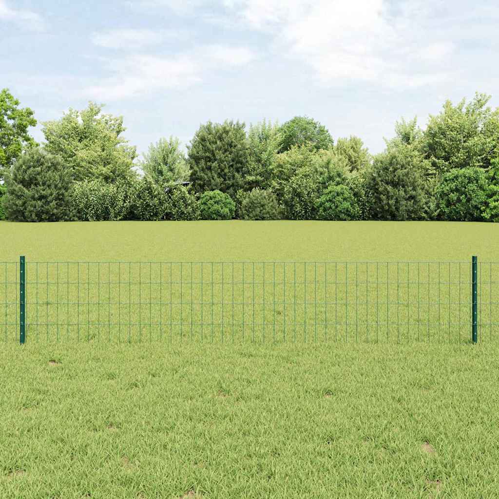 Euro-Zaun mit Pfosten 10 x 0,4 m PVC-beschichteter Stahl Grün
