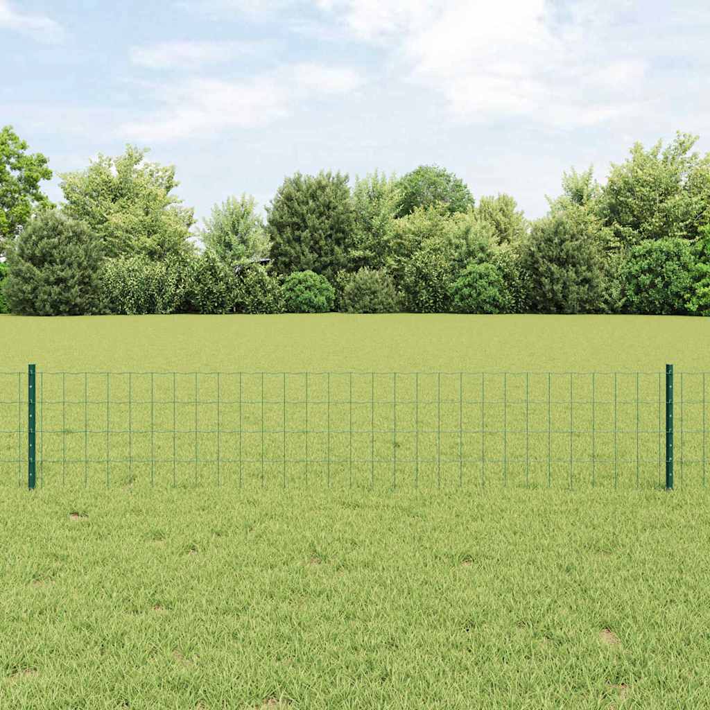 Euro-Zaun mit Pfosten 10 x 0,4 m PVC-beschichteter Stahl Grün