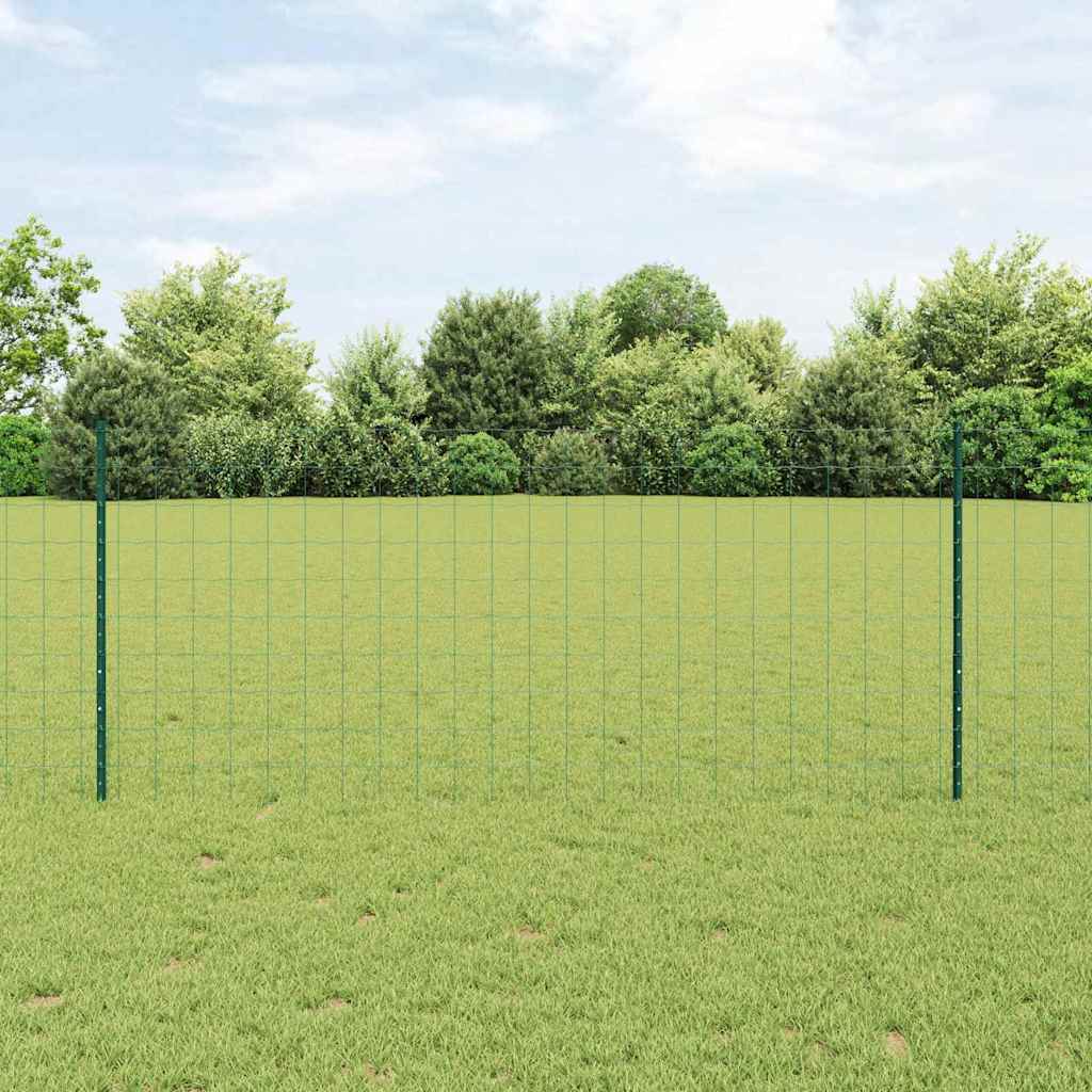 Euro-Zaun mit Pfosten 10 x 1 m PVC-beschichteter Stahl Grün