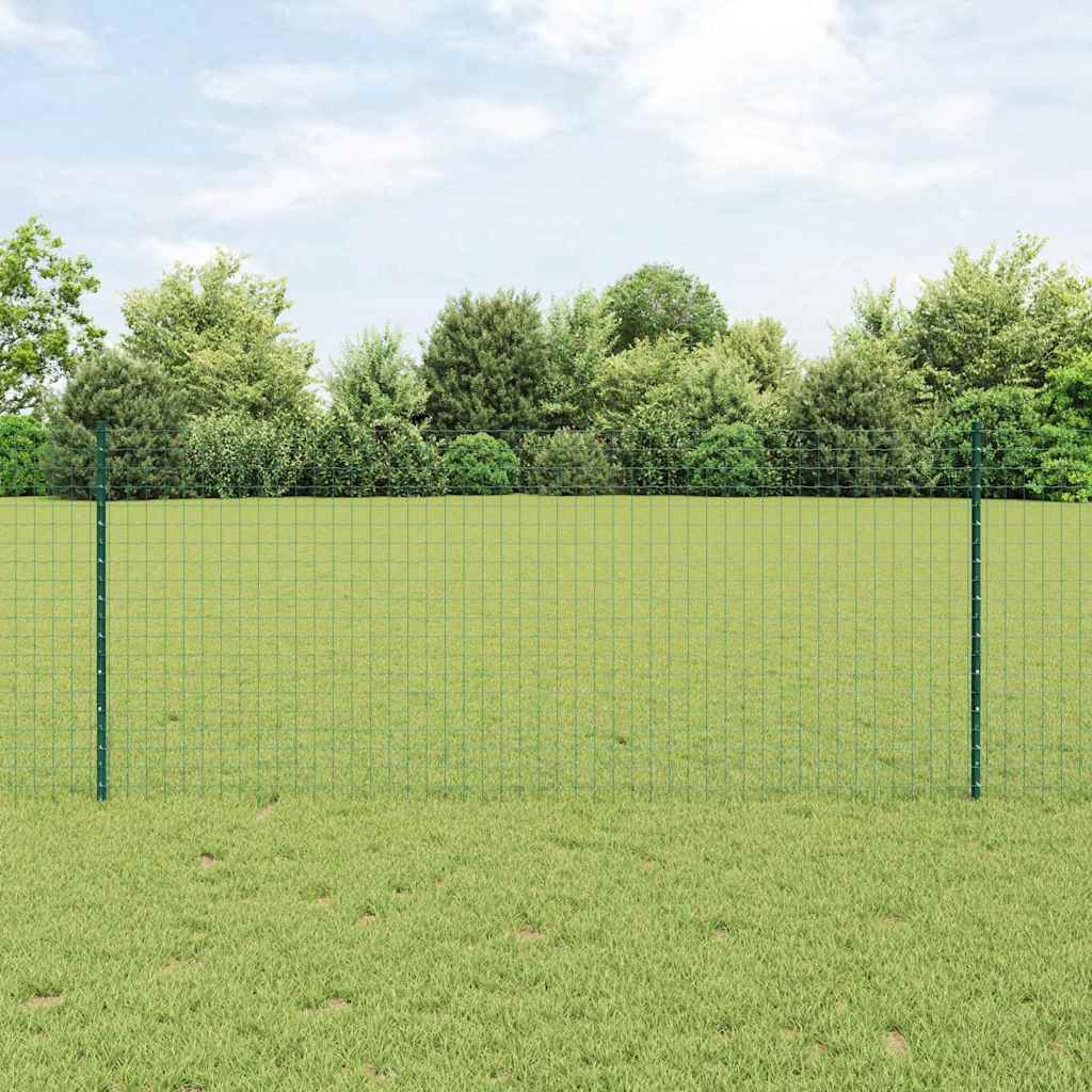 Euro-Zaun mit Pfosten 25 x 1 m PVC-beschichteter Stahl Grün