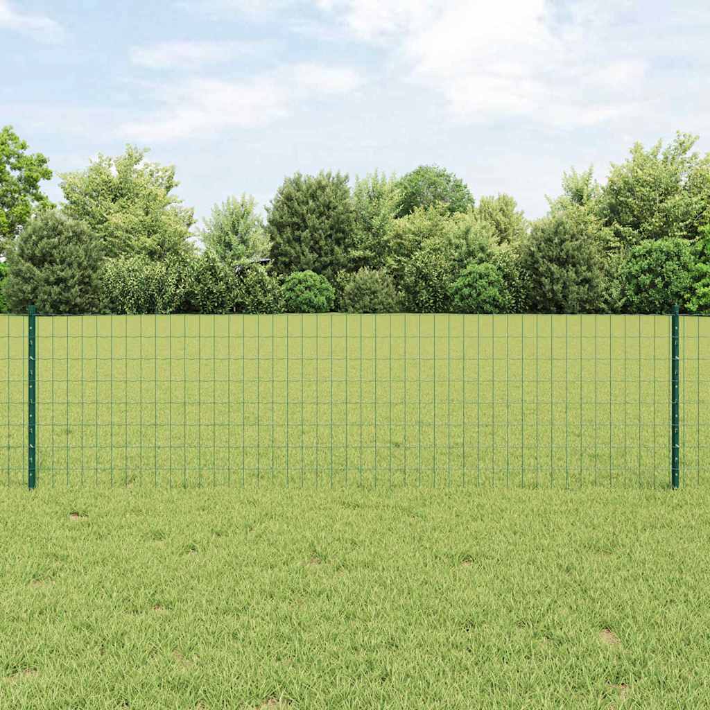 Euro-Zaun mit Pfosten 25 x 0,6 m PVC-beschichteter Stahl Grün