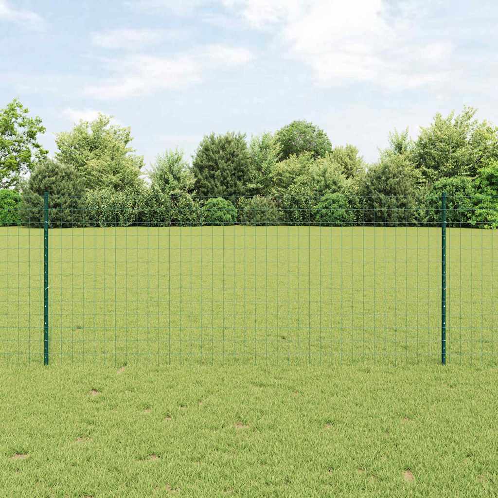 Euro-Zaun mit Pfosten 10 x 1 m PVC-beschichteter Stahl Grün