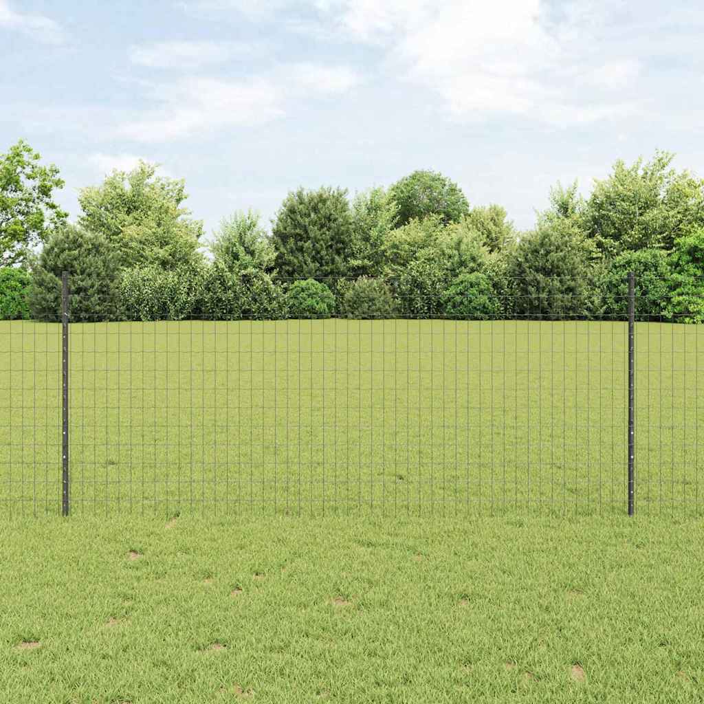 Euro-Zaun mit Pfosten 10 x 1 m PVC-beschichteter Stahl Grau