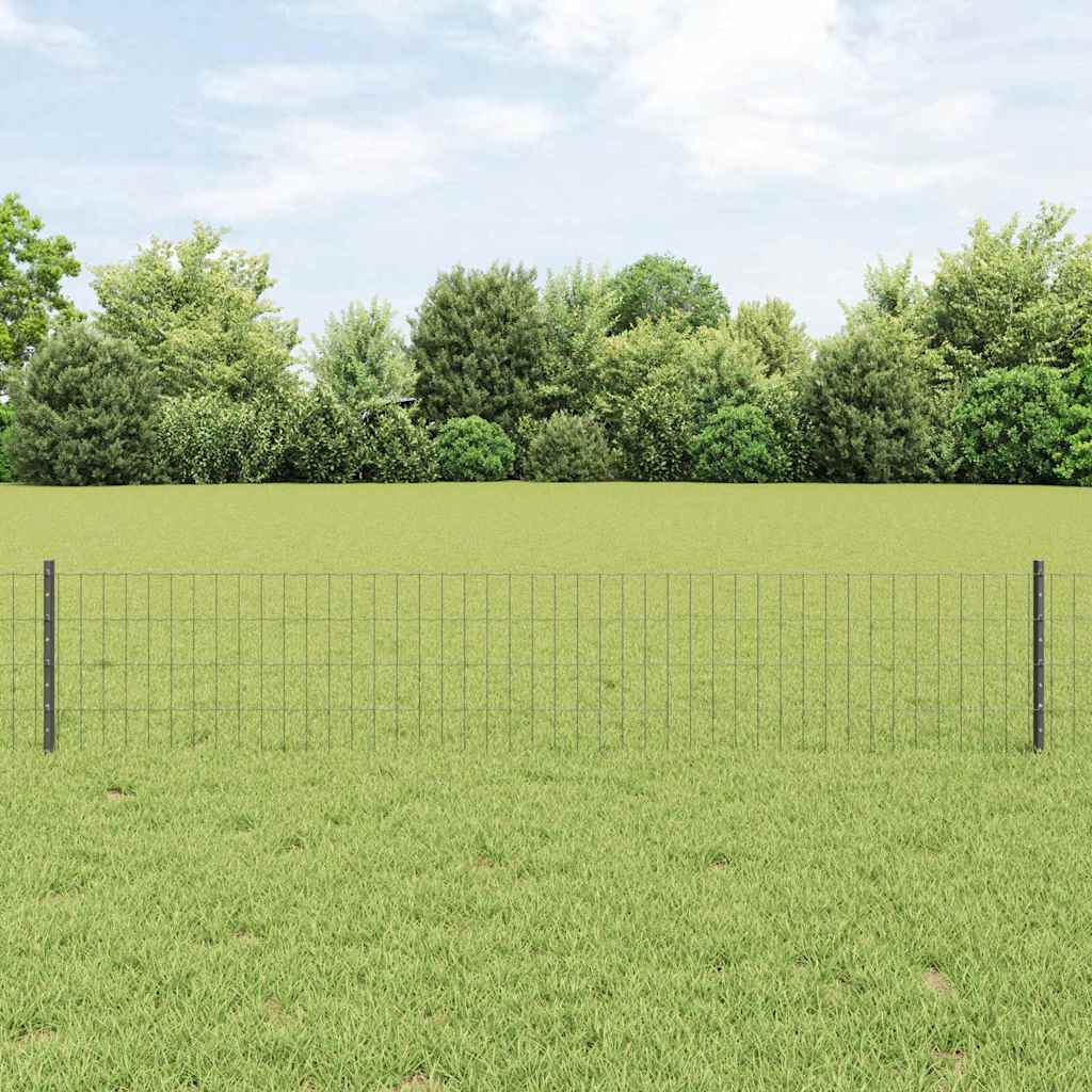 Euro-Zaun mit Pfosten 10 x 0,4 m PVC-beschichteter Stahl Grau