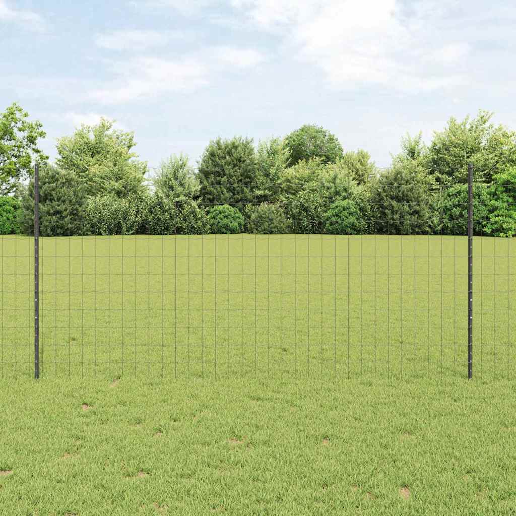 Euro-Zaun mit Pfosten 10 x 1,2 m PVC-beschichteter Stahl Grau