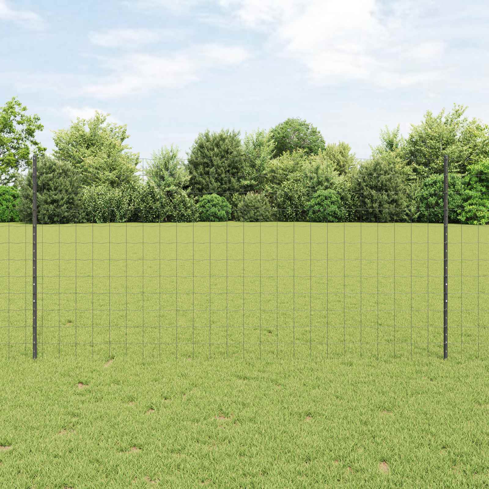 Euro-Zaun mit Pfosten 10 x 1,2 m PVC-beschichteter Stahl Grau