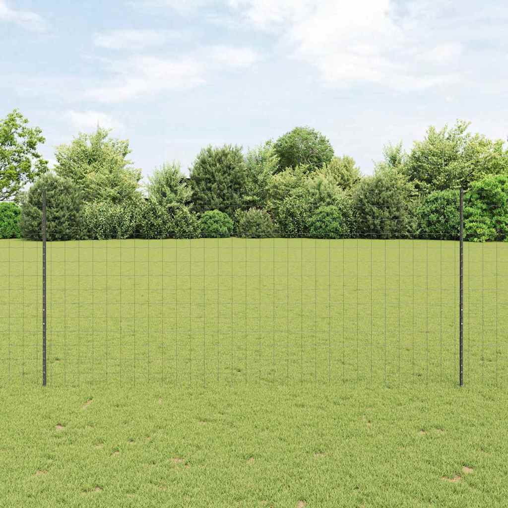 Euro-Zaun mit Pfosten 10 x 1,4 m PVC-beschichteter Stahl Grau