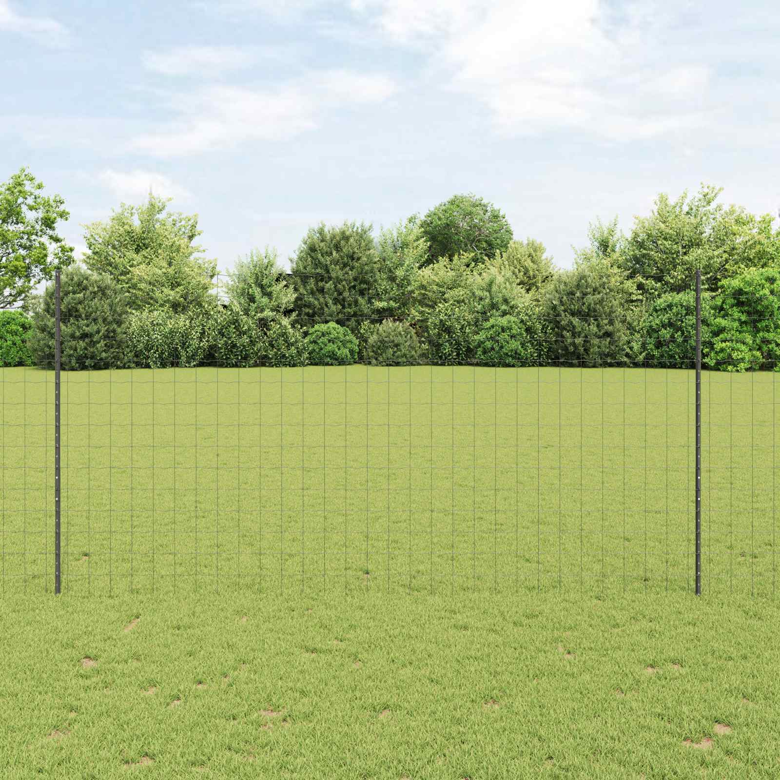 Euro-Zaun mit Pfosten 10 x 1,5 m PVC-beschichteter Stahl Grau