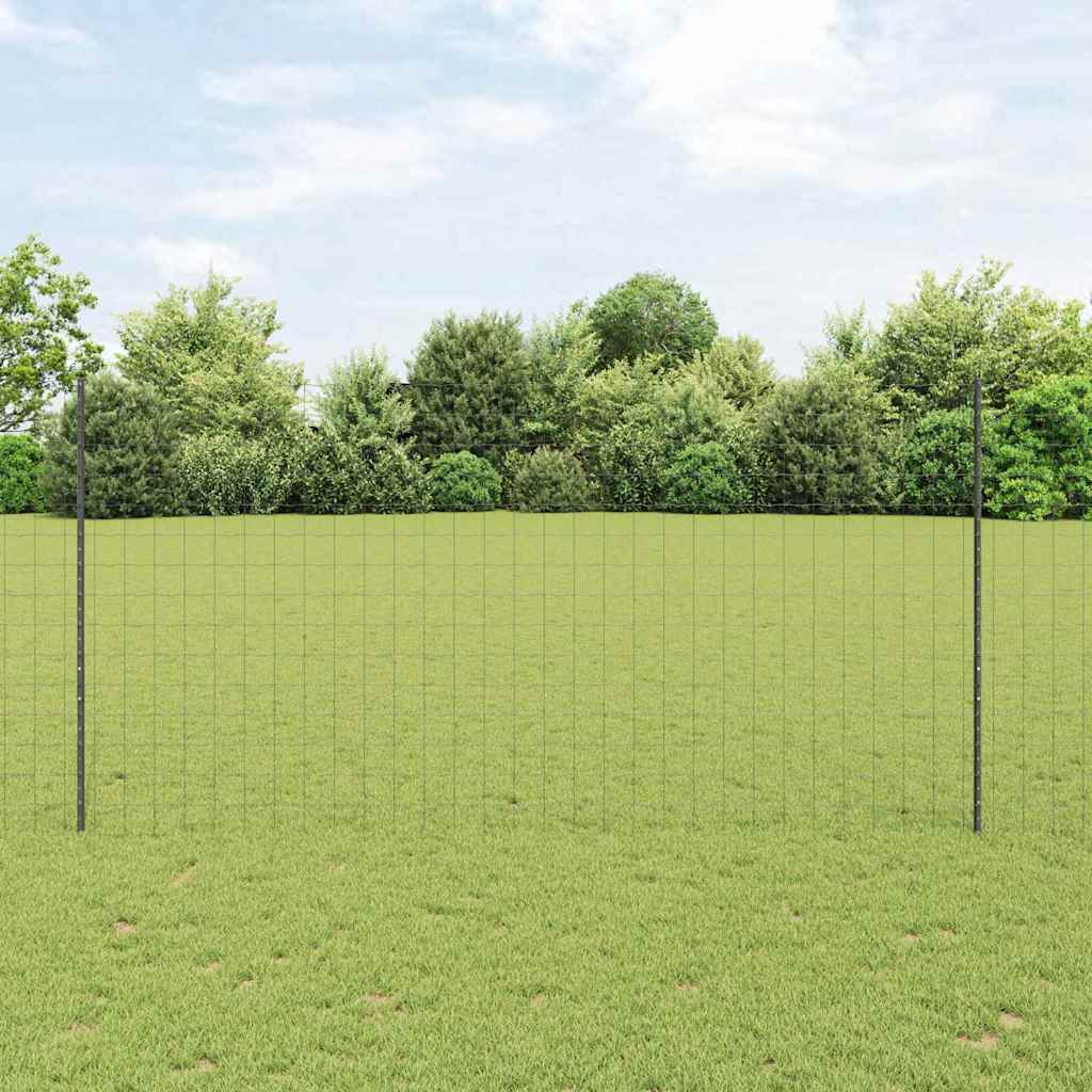 Euro-Zaun mit Pfosten 10 x 1,6 m PVC-beschichteter Stahl Grau