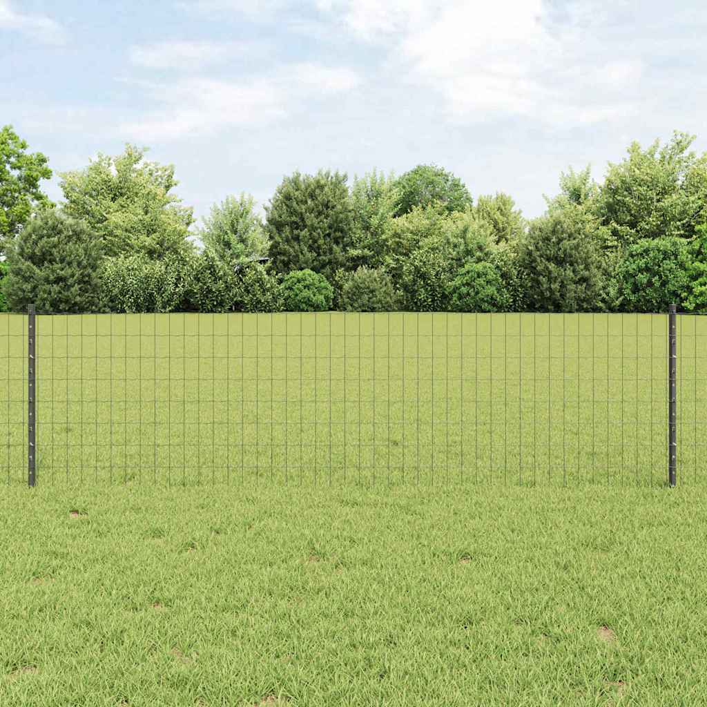 Euro-Zaun mit Pfosten 25 x 0,6 m PVC-beschichteter Stahl Grau