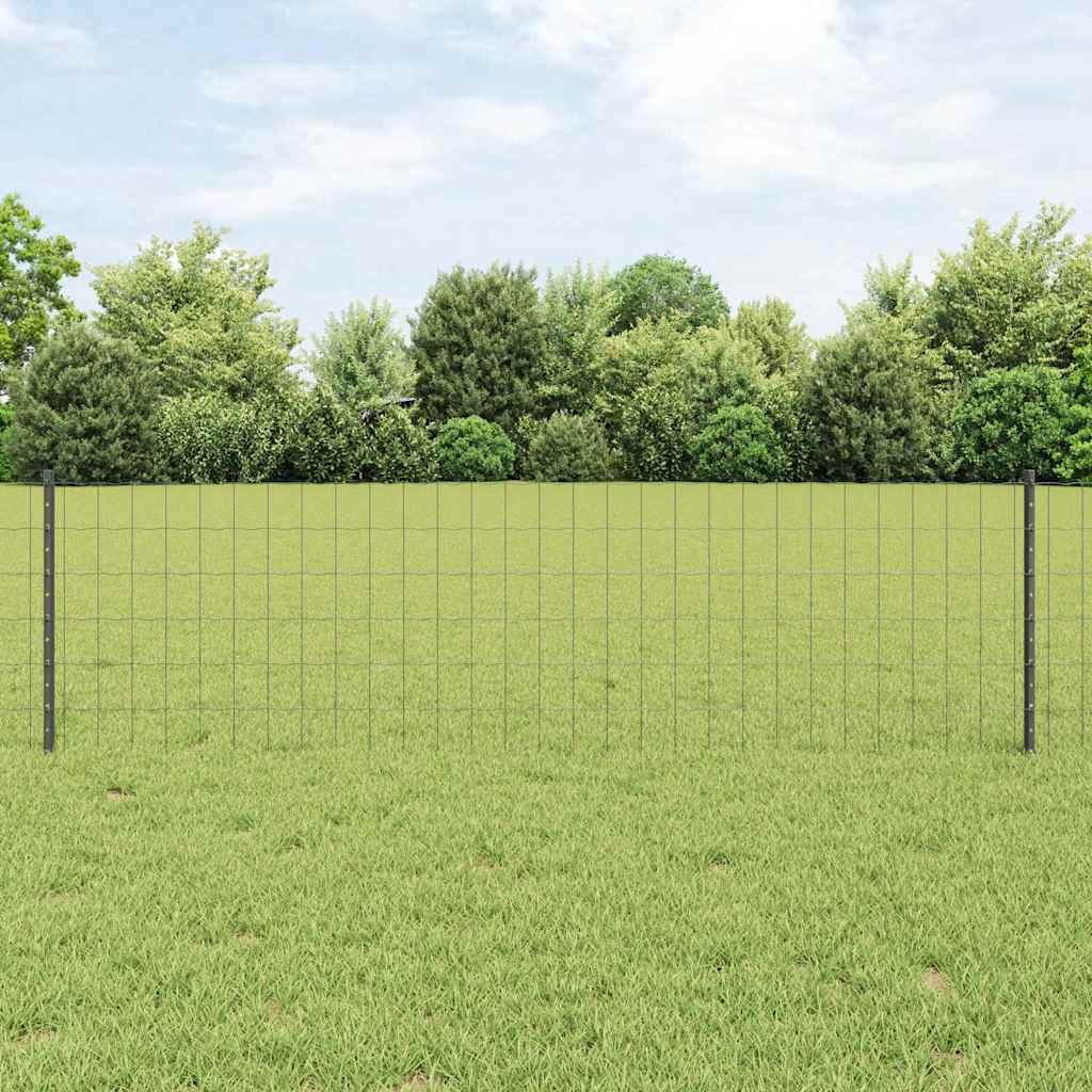 Euro-Zaun mit Pfosten 25 x 0,6 m PVC-beschichteter Stahl Grau