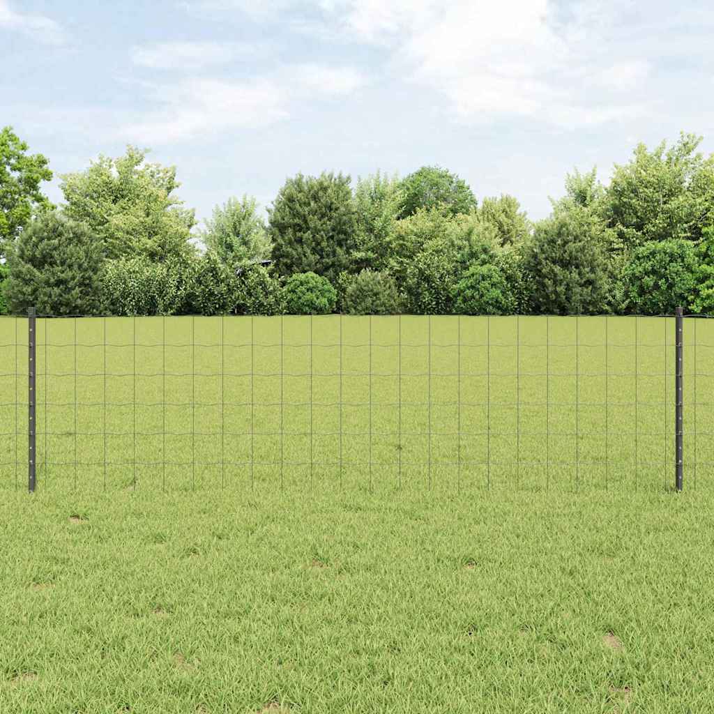 Euro-Zaun mit Pfosten 25 x 0,6 m PVC-beschichteter Stahl Grau