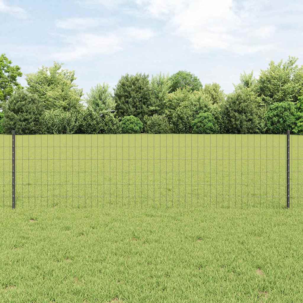 Euro-Zaun mit Pfosten 50 x 0,6 m PVC-beschichteter Stahl Grau