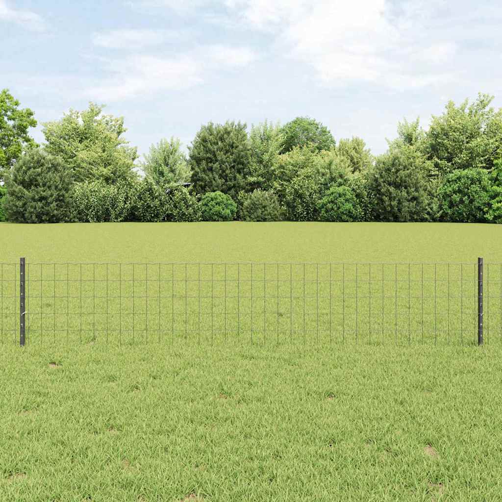 Euro-Zaun mit Pfosten 10 x 0,4 m PVC-beschichteter Stahl Grau