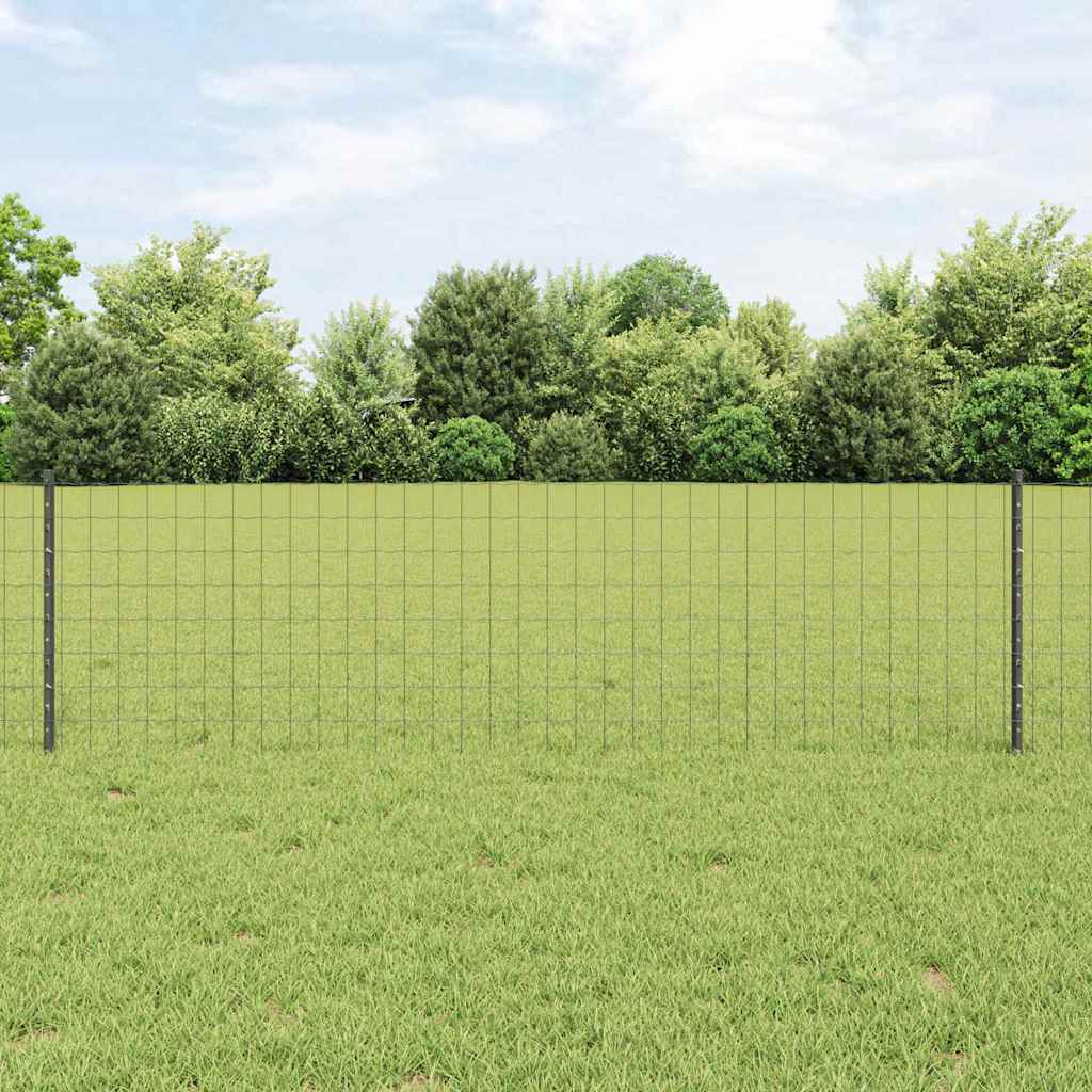 Euro-Zaun mit Pfosten 25 x 0,6 m PVC-beschichteter Stahl Grau