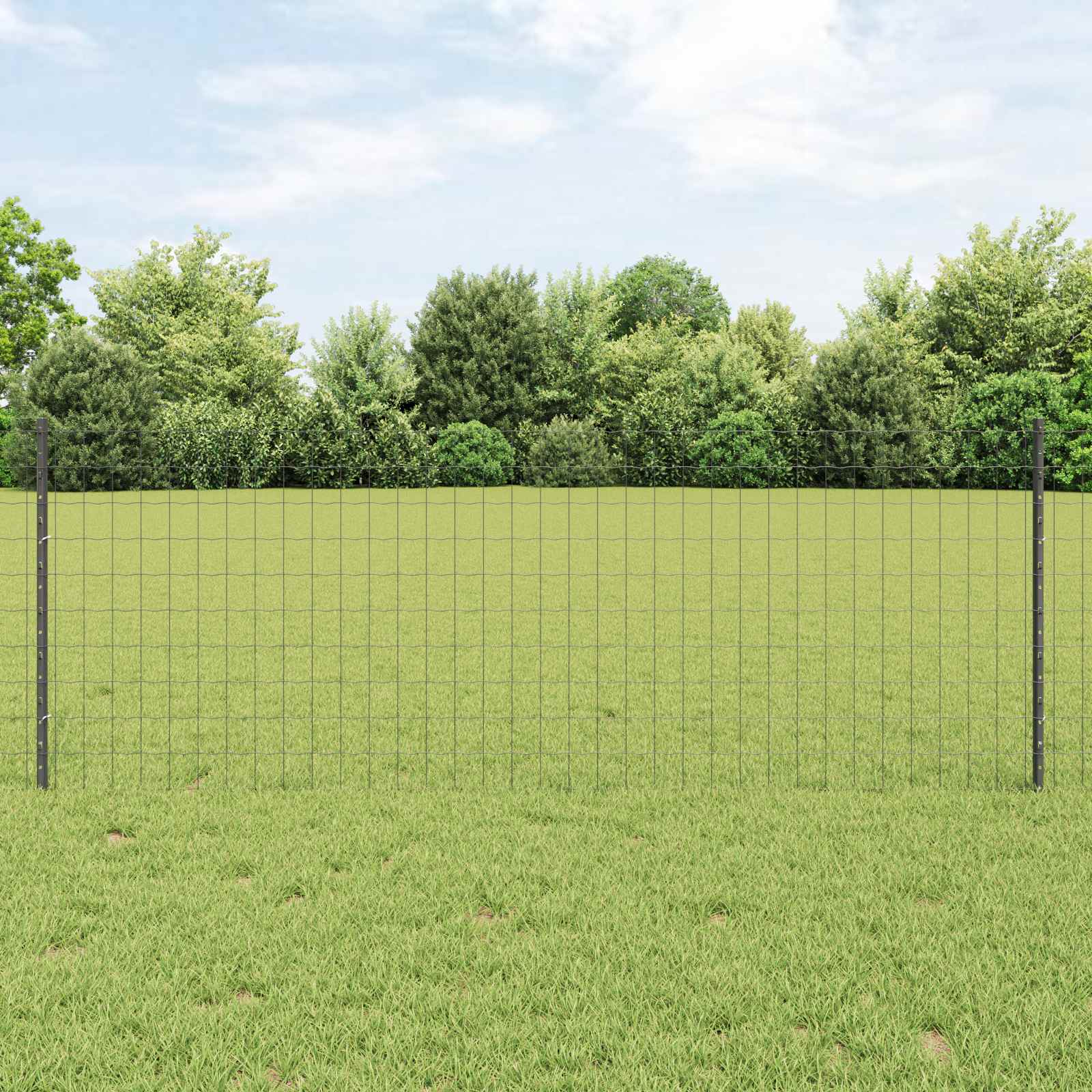 Euro-Zaun mit Pfosten 25 x 0,8 m PVC-beschichteter Stahl Grau