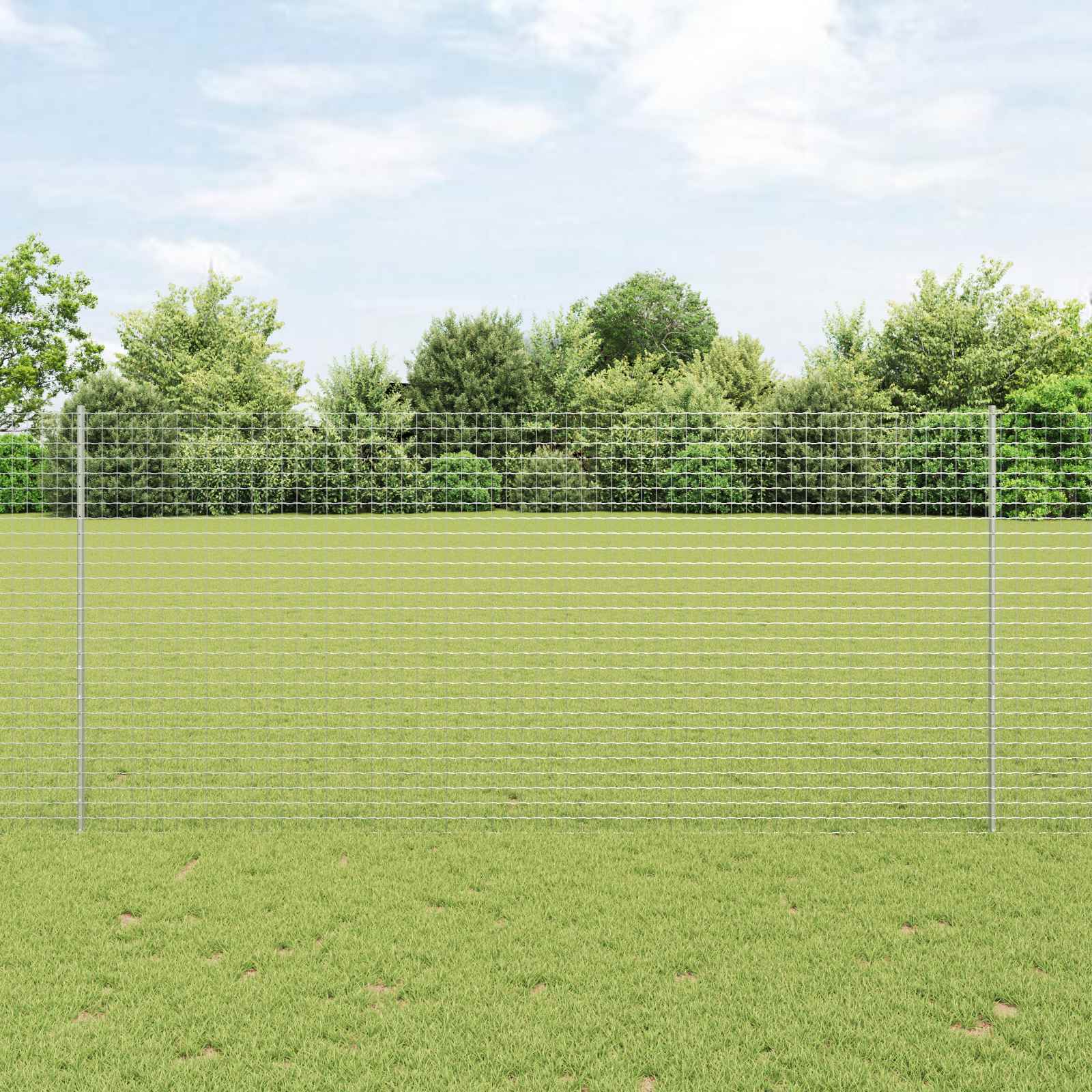 Euro-Zaun mit Pfosten 10 x 1,4 m Verzinkter Stahl Silber Netz