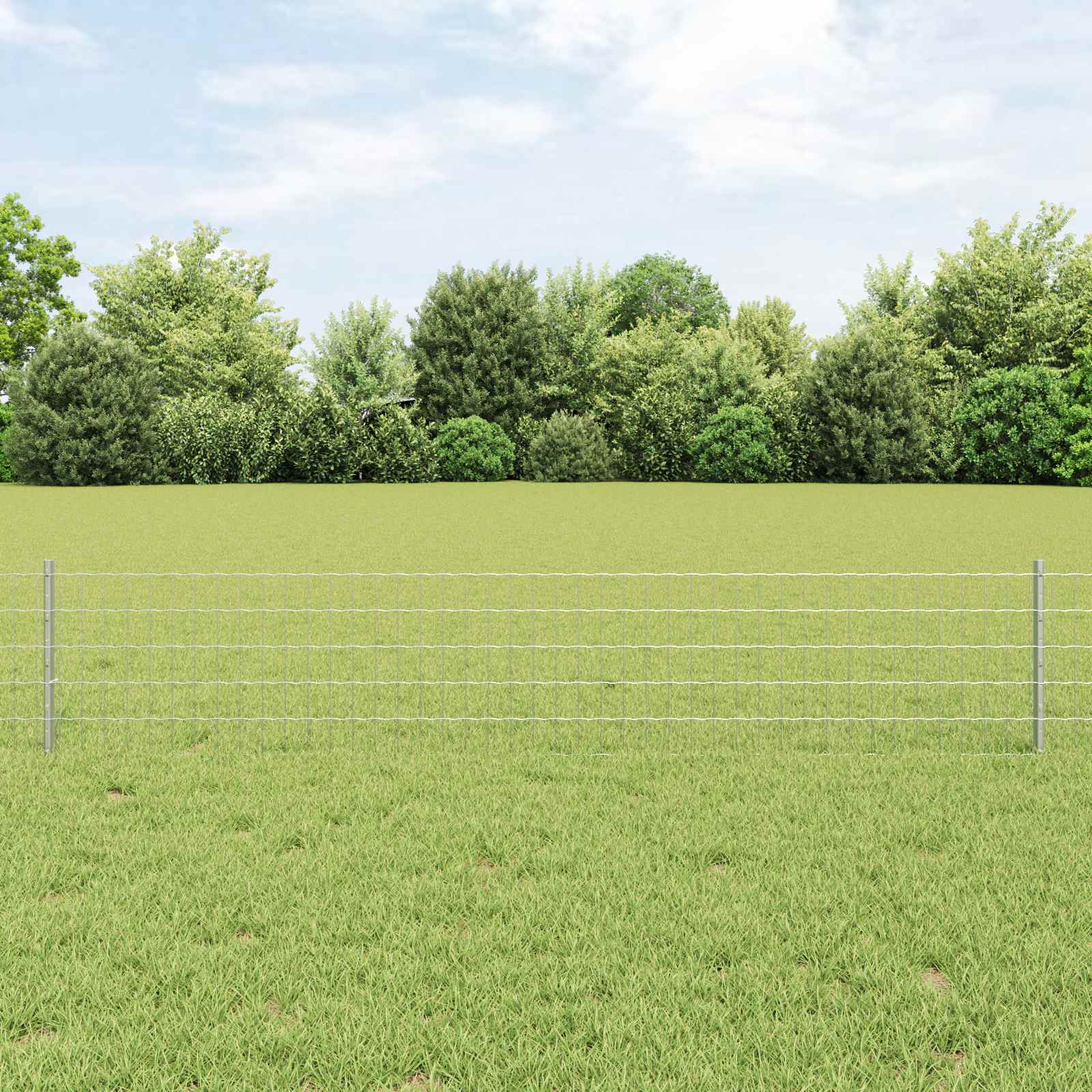 Euro-Zaun mit Pfosten 25 x 0,4 m Verzinkter Stahl Silber Netz