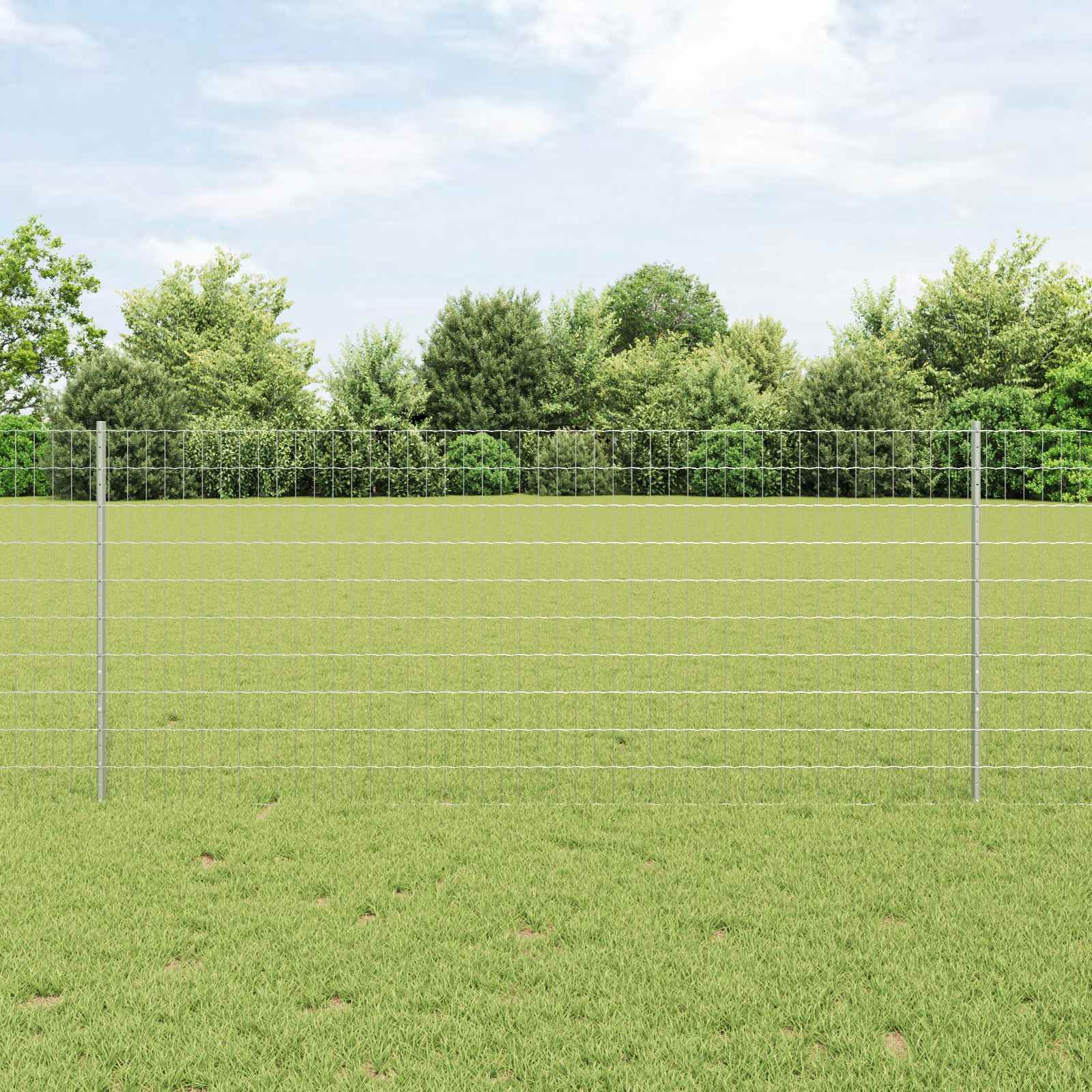 Euro-Zaun mit Pfosten 25 x 1 m Verzinkter Stahl Silber Netz