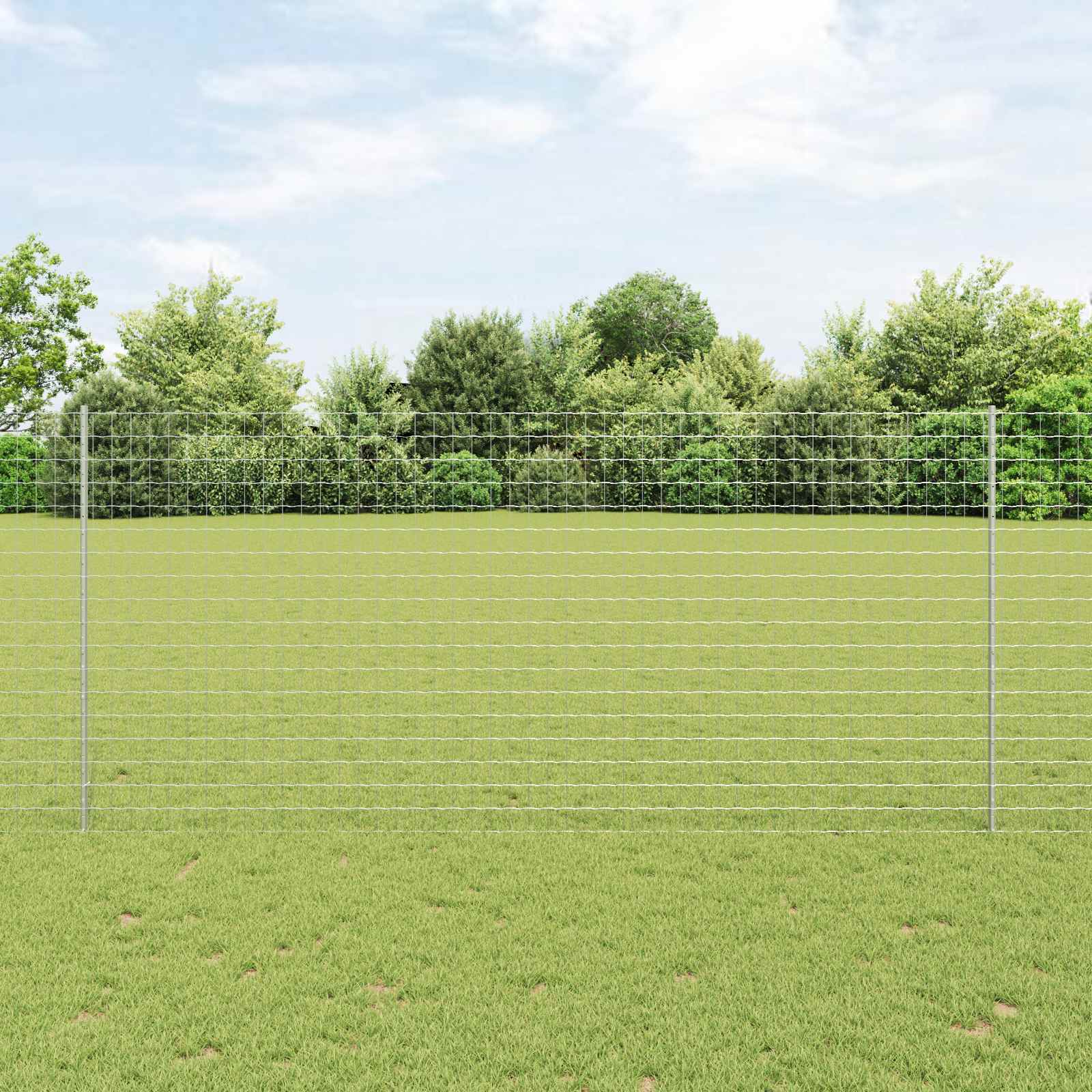Euro-Zaun mit Pfosten 10 x 1,4 m Verzinkter Stahl Silber Netz
