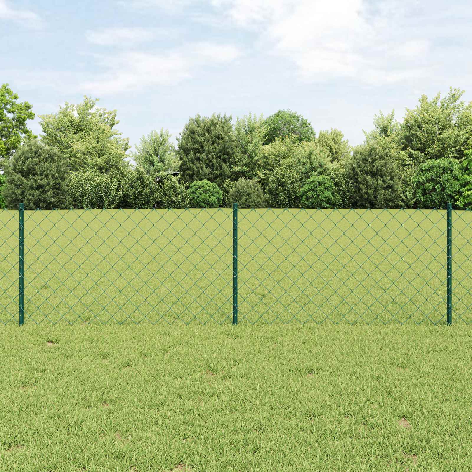 Maschendrahtzaun mit Pfosten 10 x 0,6 m PVC-beschichteter Stahl