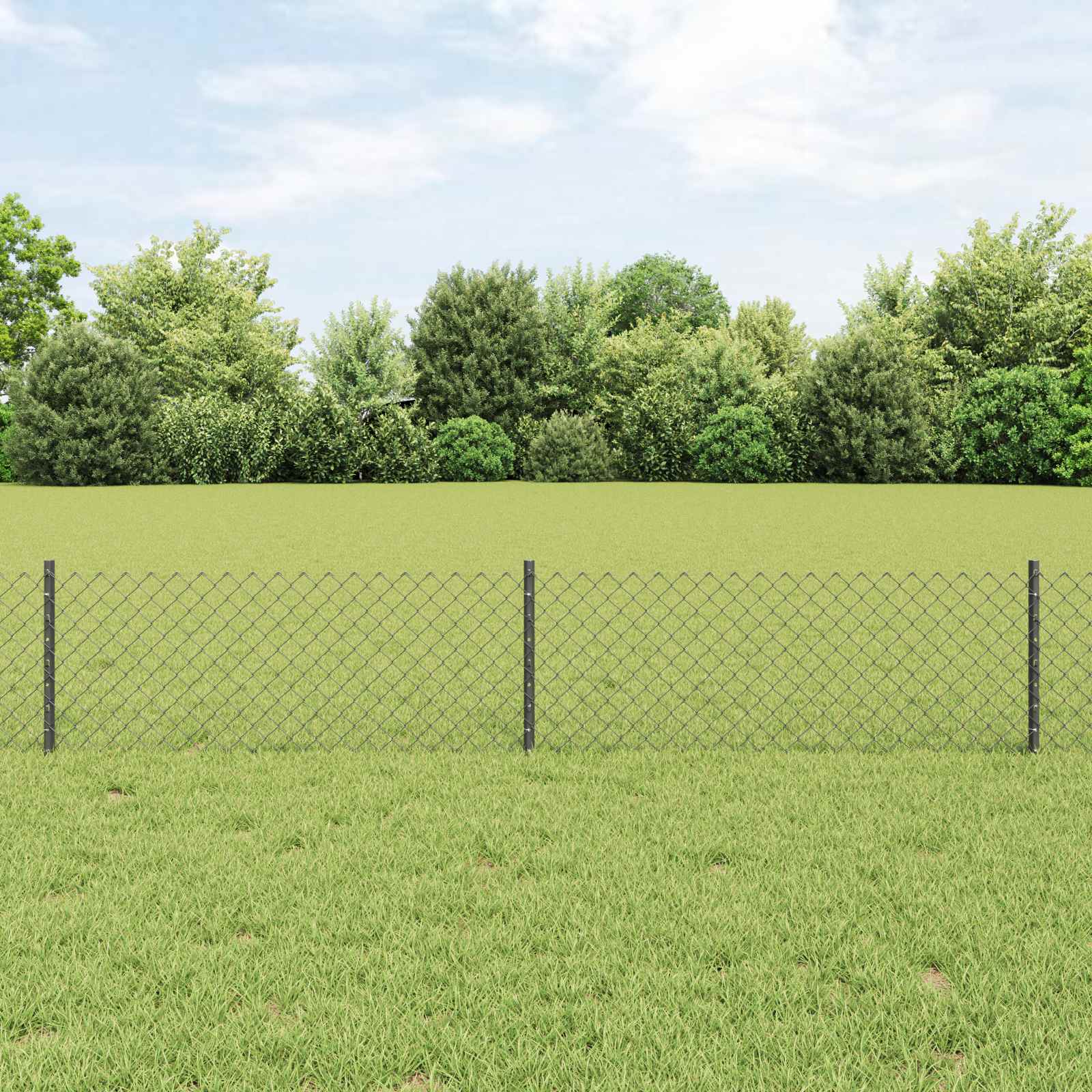 Maschendrahtzaun mit Pfosten 10 x 0,4 m PVC-beschichteter Stahl