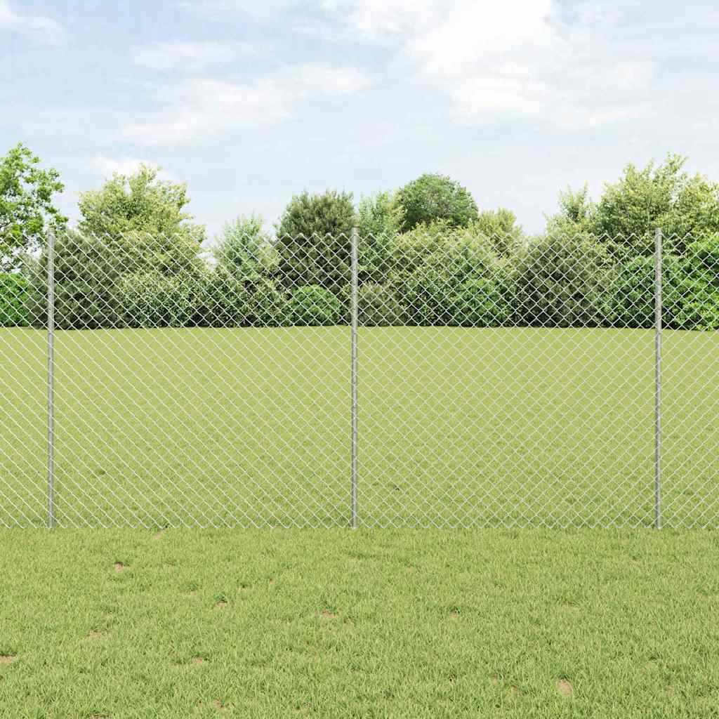 Maschendrahtzaun mit Pfosten 10 x 1,2 m Verzinkter Stahl Silber