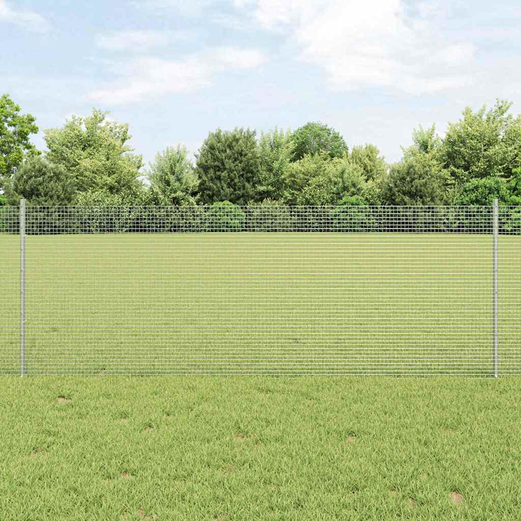 Geschweißter Drahtzaun mit Pfosten 100 x 0,8 m Verzinkter Stahl