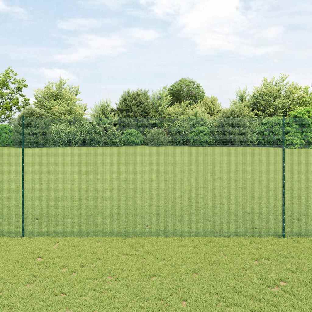 Geschweißter Drahtzaun mit Pfosten 10 x 1,4 m Grün Netz