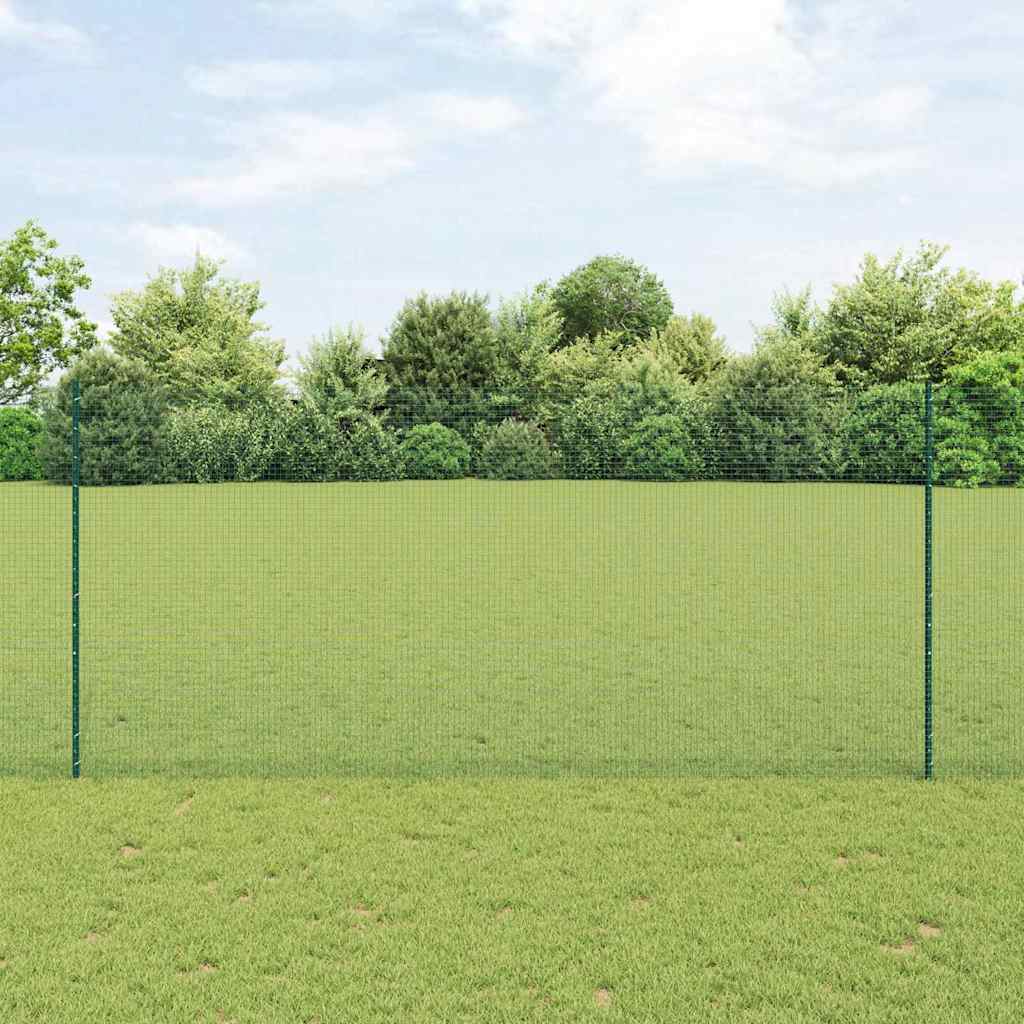 Geschweißter Drahtzaun mit Pfosten 10 x 1,4 m Grün Netz