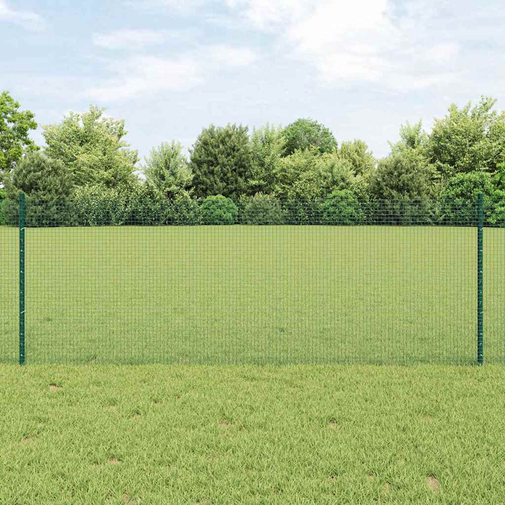 Geschweißter Drahtzaun mit Pfosten 25 x 0,8 m Grün Netz