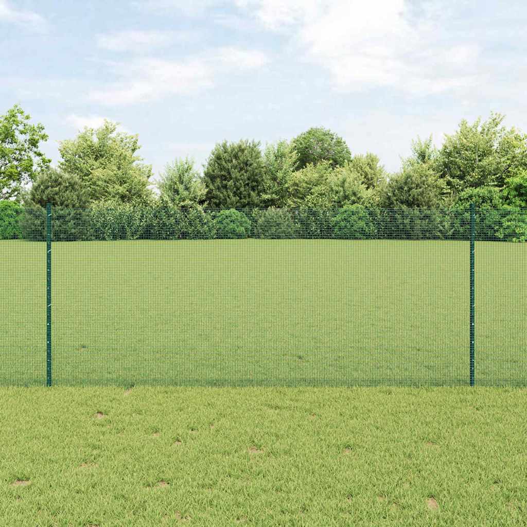 Geschweißter Drahtzaun mit Pfosten 25 x 1 m Verzinkter Stahl