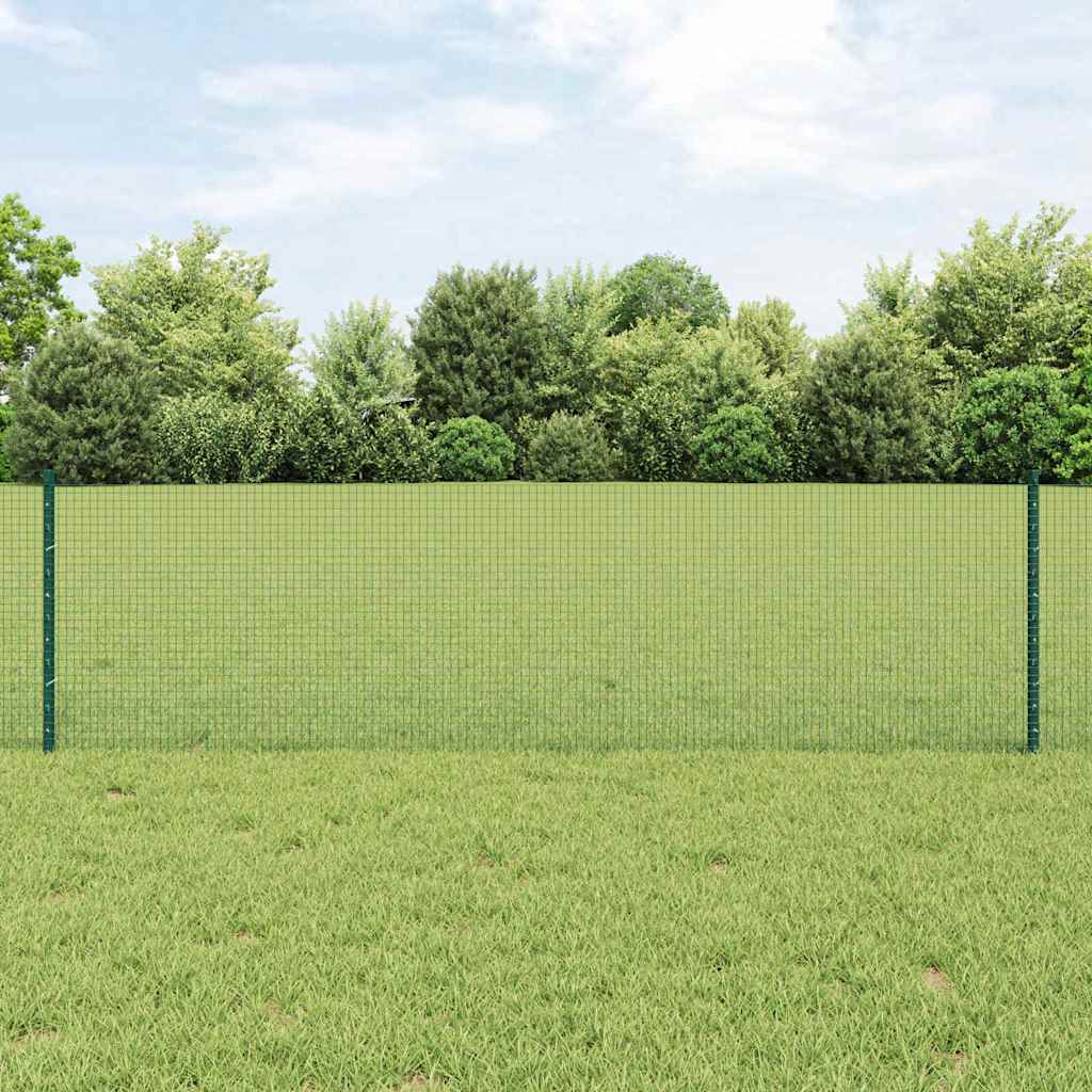 Geschweißter Drahtzaun mit Pfosten 50 x 0,6 m Grün Netz