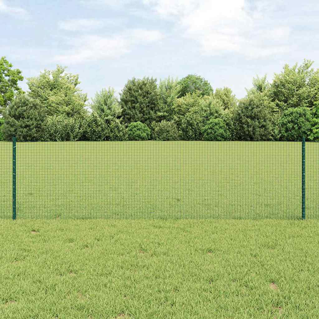 Geschweißter Drahtzaun mit Pfosten 50 x 0,6 m Grün Netz