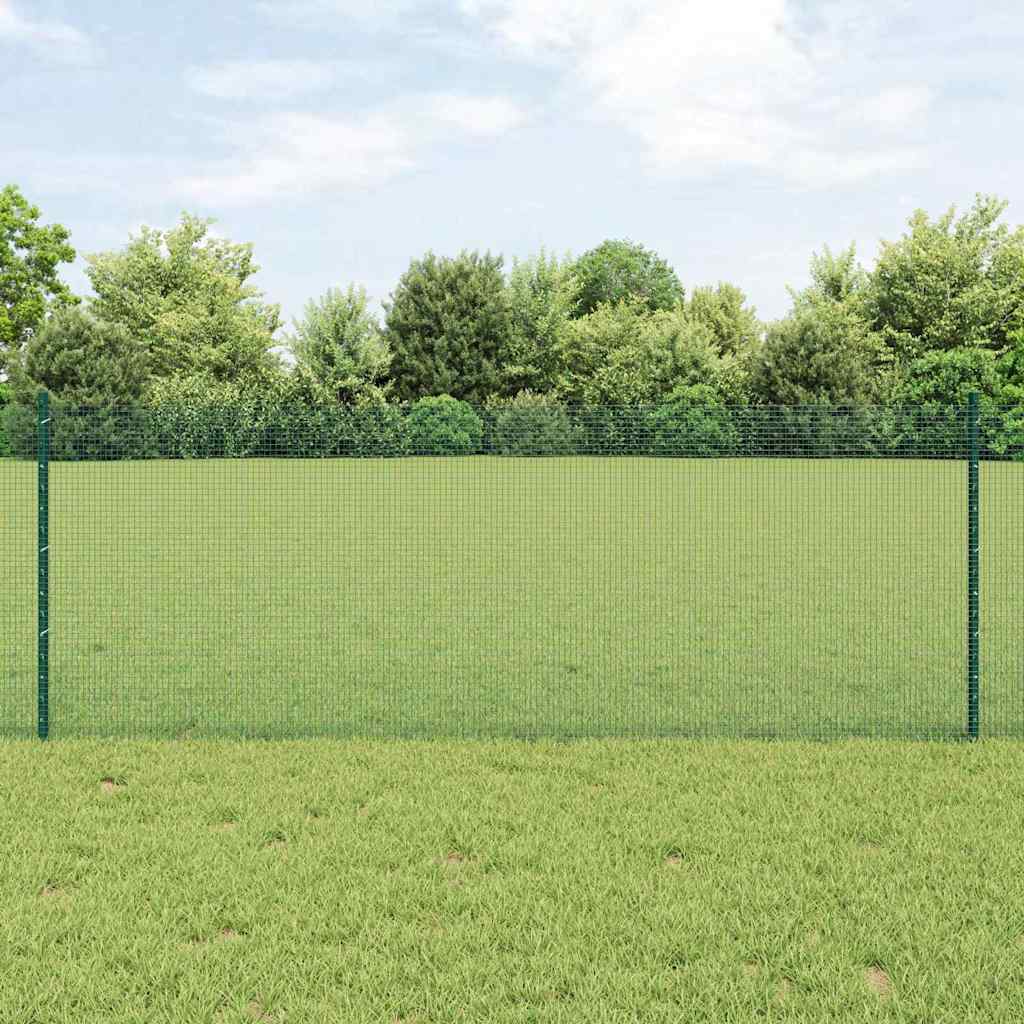 Geschweißter Drahtzaun mit Pfosten 50 x 0,8 m Grün Netz