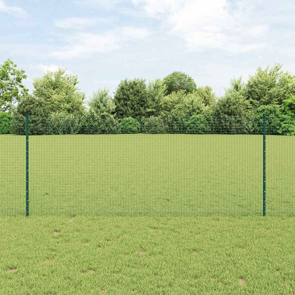 Geschweißter Drahtzaun mit Pfosten 50 x 1 m Grün Netz
