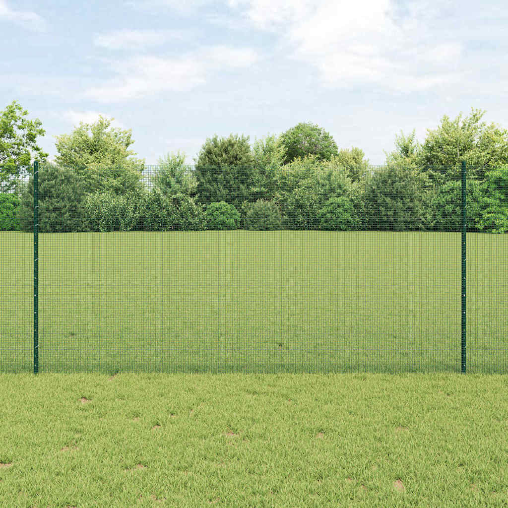 Geschweißter Drahtzaun mit Pfosten 50 x 1,2 m Grün Netz