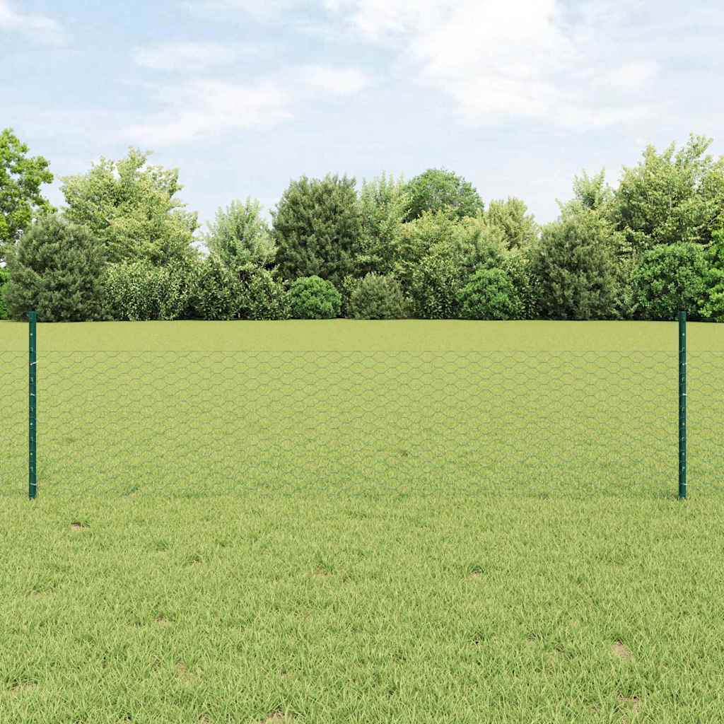 Sechseckzaun mit Pfosten 10 x 0,5 m PVC-beschichteter Stahl