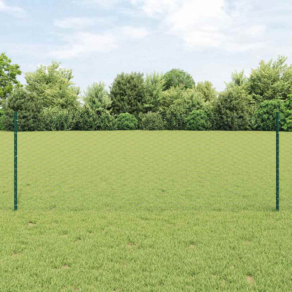 Sechseckzaun mit Pfosten 100 x 0,8 m PVC-beschichteter Stahl