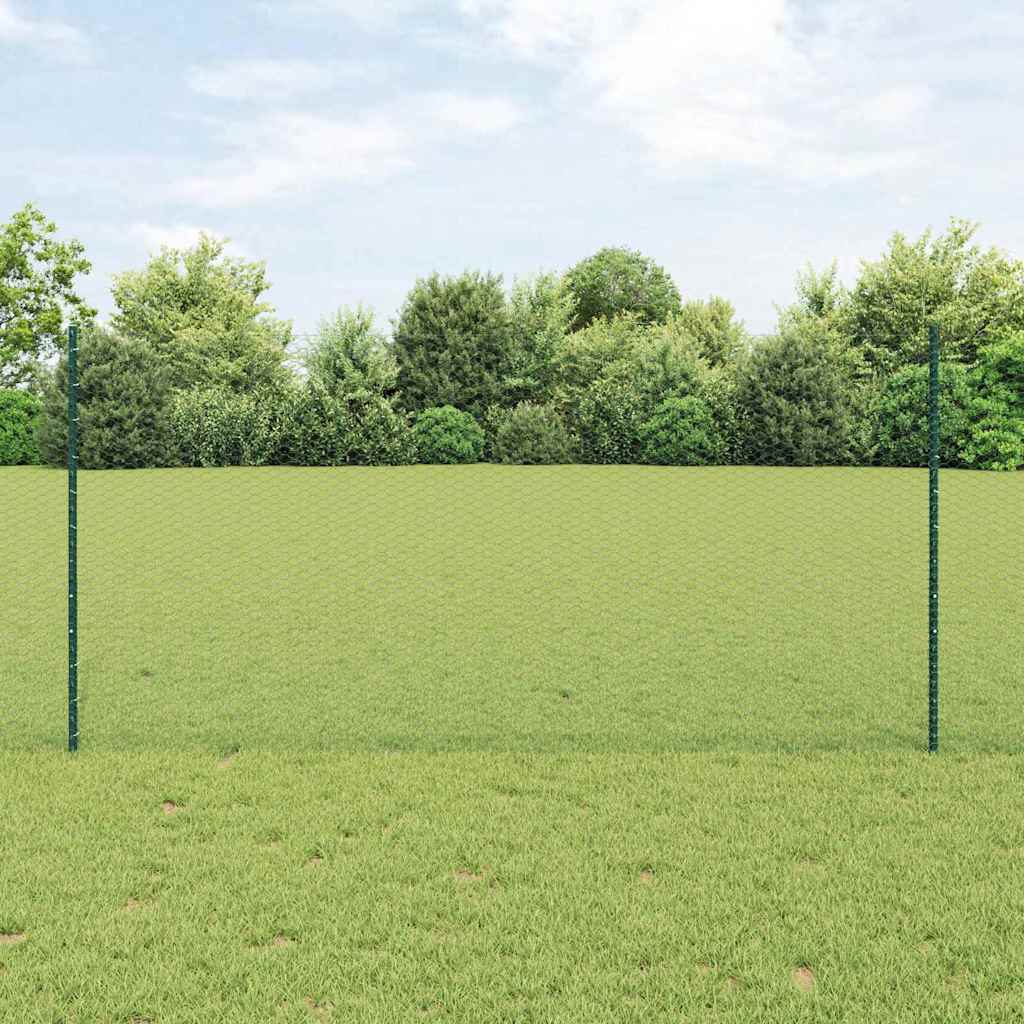 Sechseckzaun mit Pfosten 100 x 1,2 m PVC-beschichteter Stahl