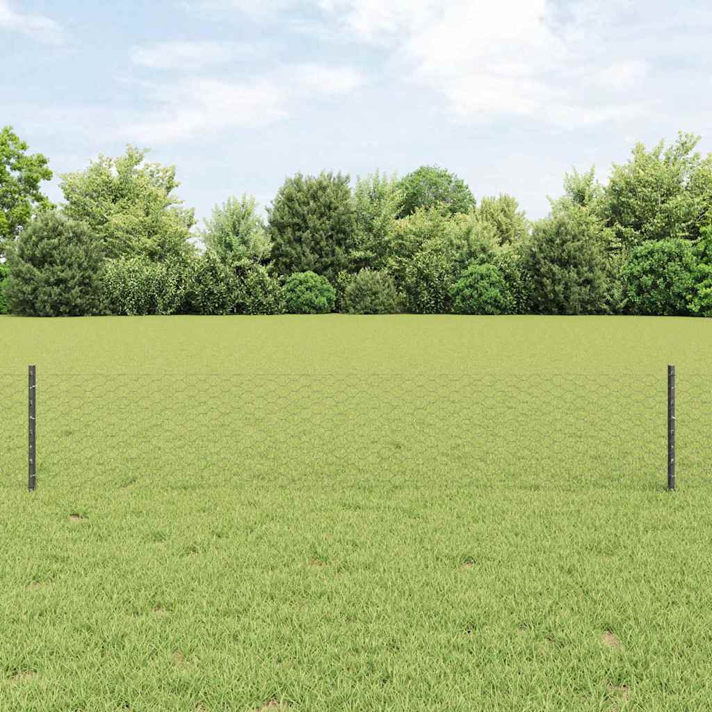 Sechseckzaun mit Pfosten 10 x 0,4 m PVC-beschichteter Stahl