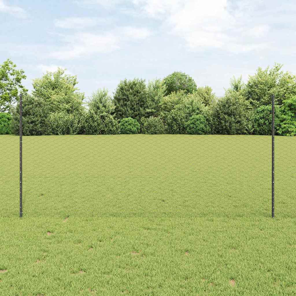 Sechseckzaun mit Pfosten 10 x 1,2 m PVC-beschichteter Stahl