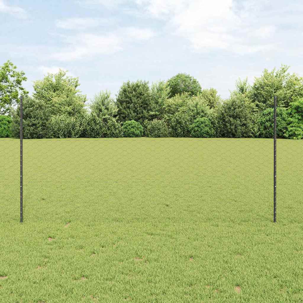 Sechseckzaun mit Pfosten 10 x 1,2 m PVC-beschichteter Stahl