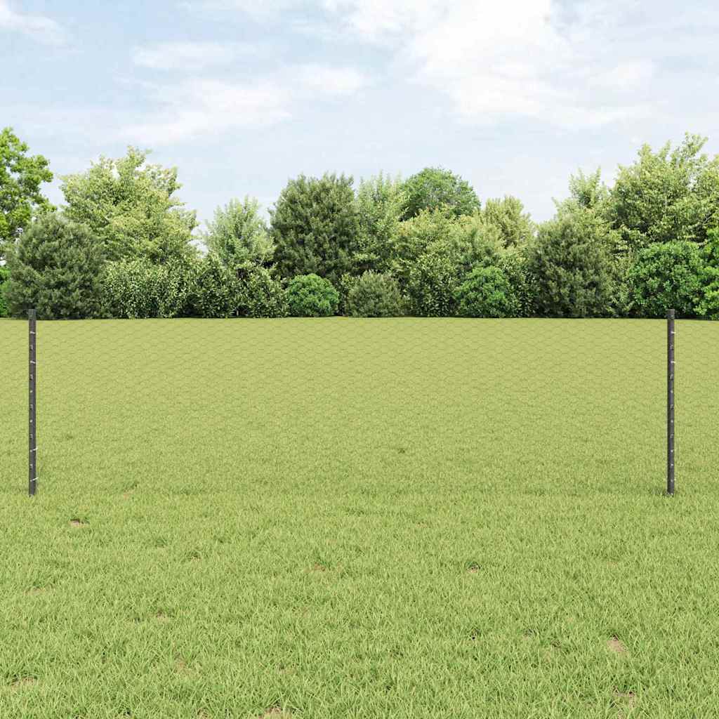 Sechseckzaun mit Pfosten 25 x 0,6 m PVC-beschichteter Stahl
