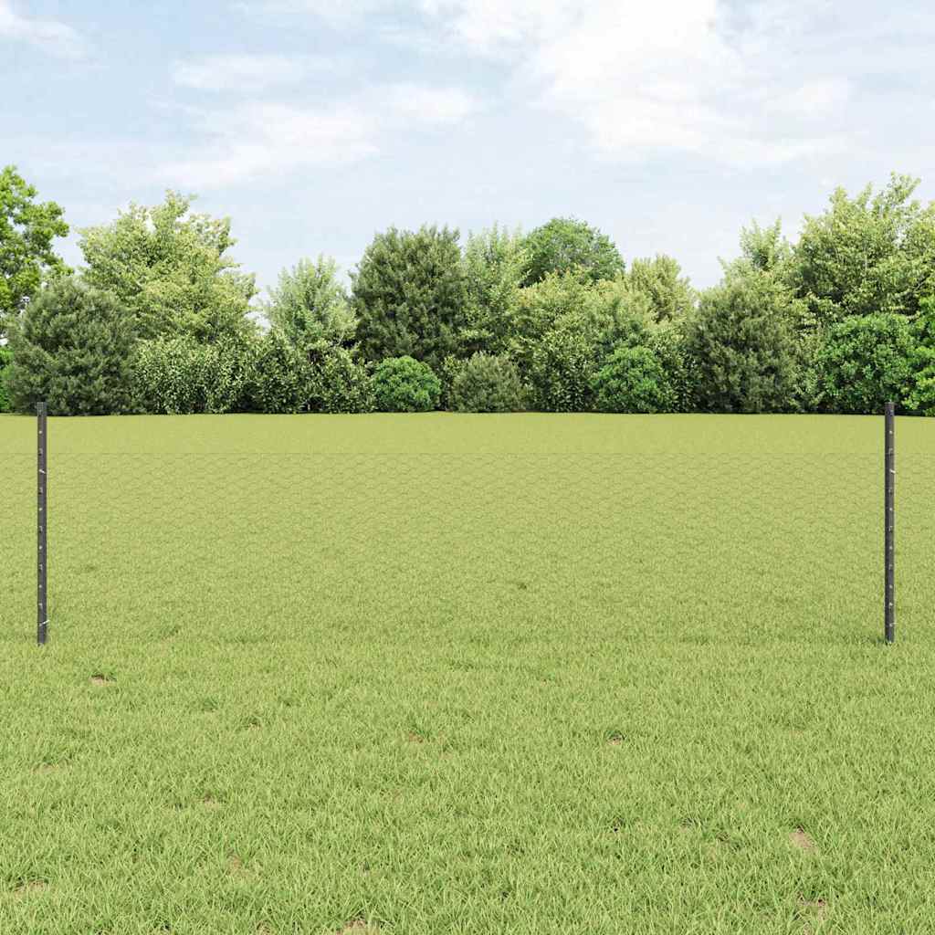 Sechseckzaun mit Pfosten 100 x 0,5 m PVC-beschichteter Stahl