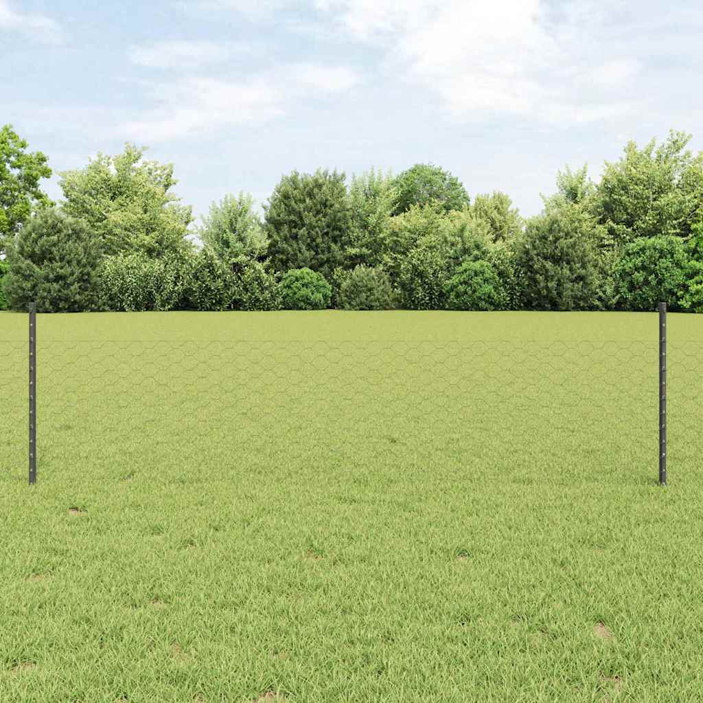 Sechseckzaun mit Pfosten 100 x 0,5 m PVC-beschichteter Stahl