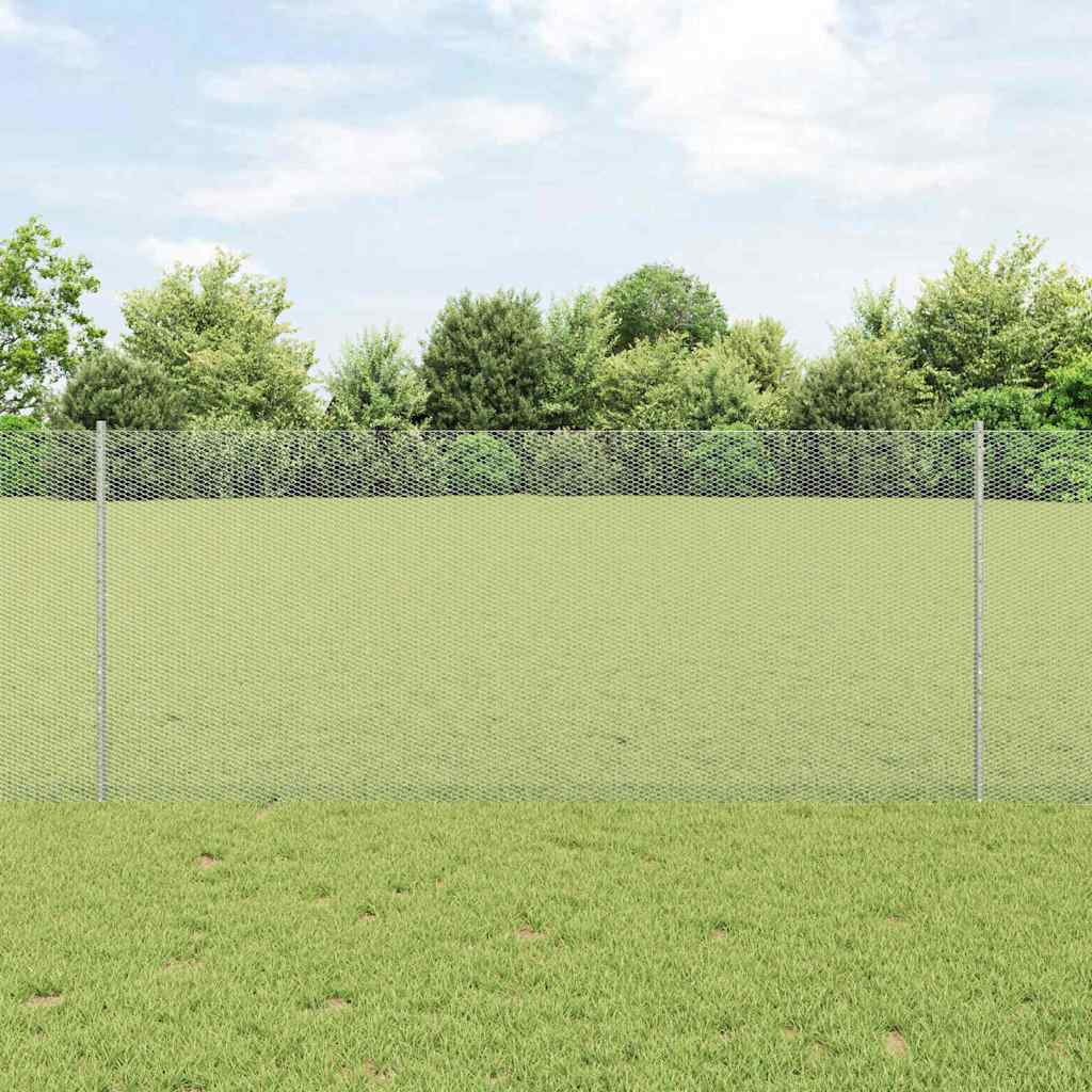 Sechseckzaun mit Pfosten 10 x 1 m Verzinkter Stahl Silber Netz