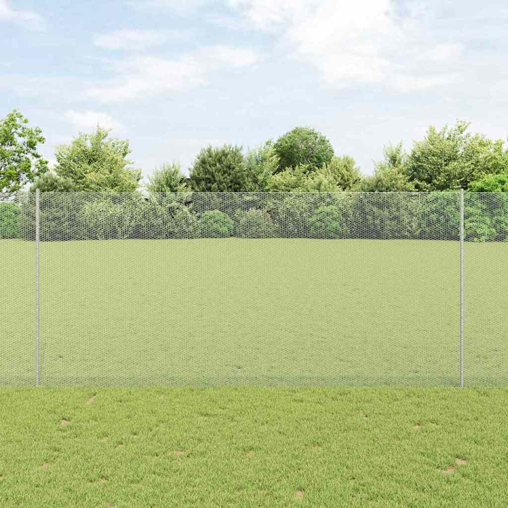 Sechseckzaun mit Pfosten 10 x 1,4 m Verzinkter Stahl Silber