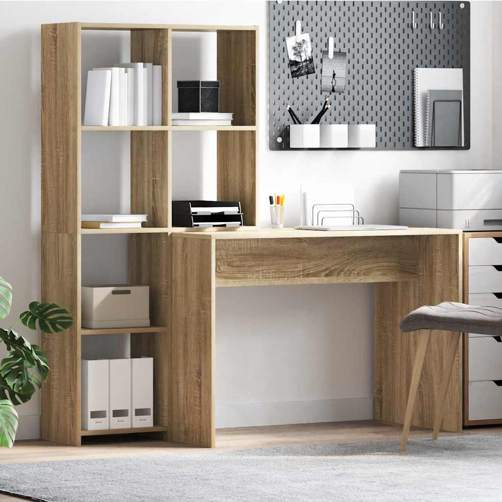 Schreibtisch Sonoma-Eiche 138,5 x 55 x 143 cm Holzwerkstoff