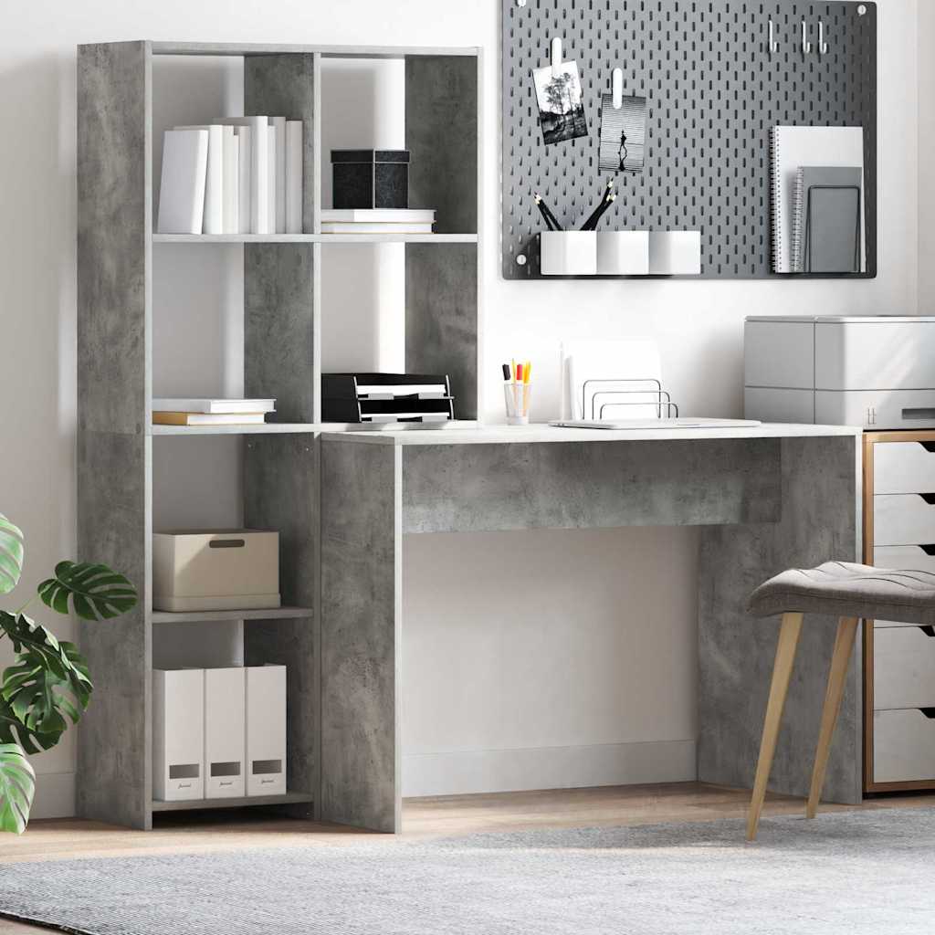 Schreibtisch Betongrau 138,5 x 55 x 143 cm Holzwerkstoff